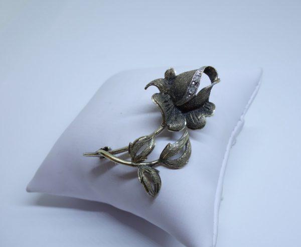 broche argent vermeil travail brossé et mat