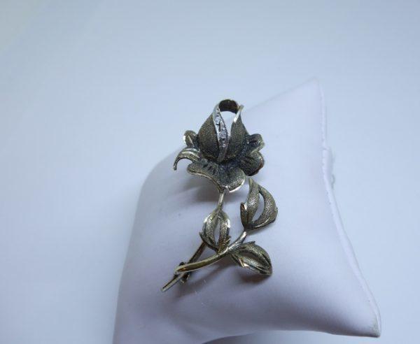broche argent vermeil travail en brossé et mat 1930