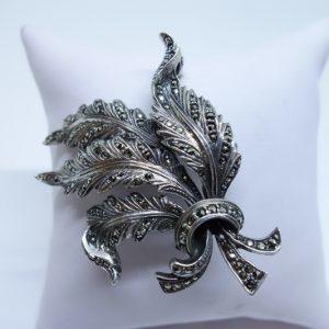 broche argent pavage marcasites 1930