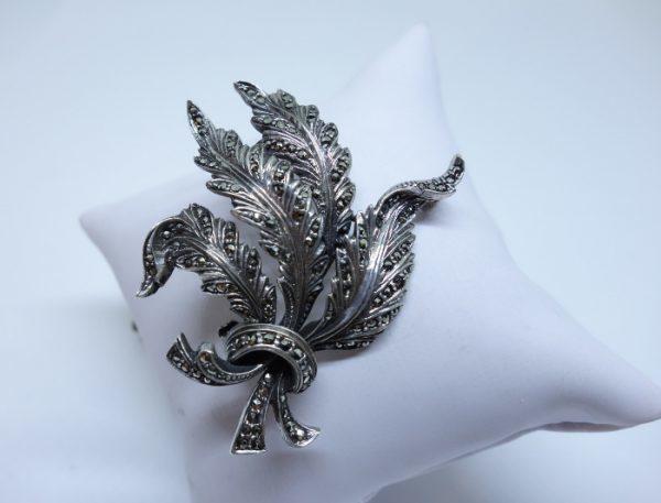 broche argent pavage marcasites 1930