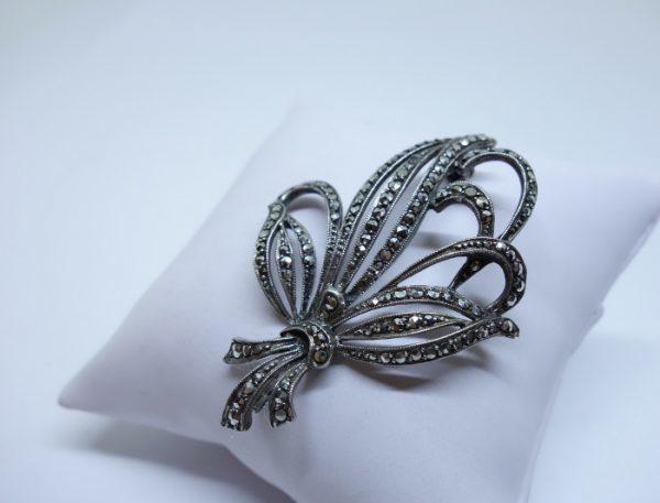 broche argent pavage marcasites