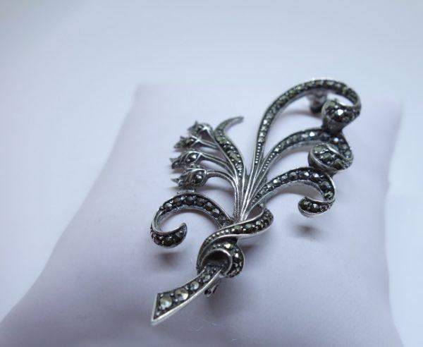 broche argent pavage marcasites