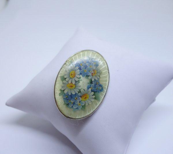 broche argent décor floral