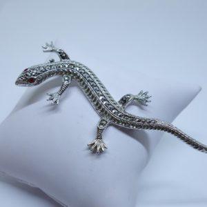 broche argent salamandre pavage marcasites