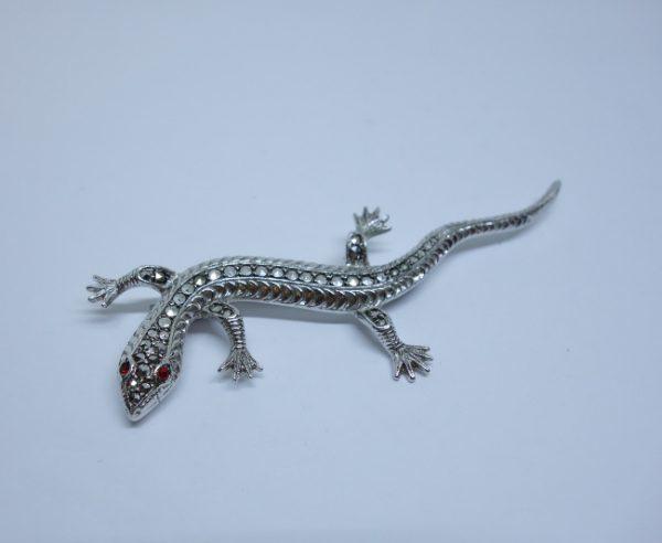 broche argent salamandre pavage marcasites