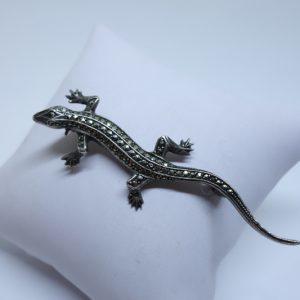 broche argent salamandre pavage marcasites