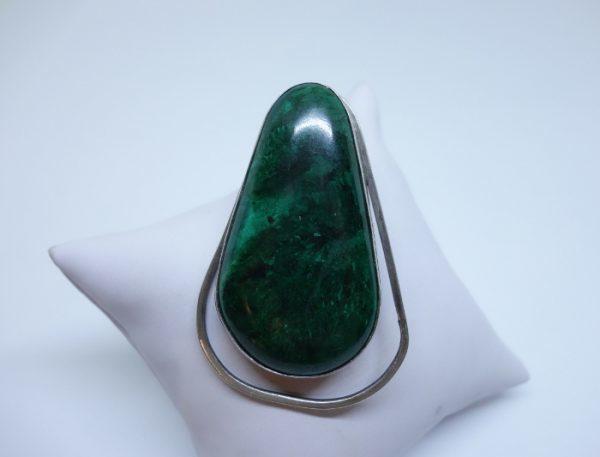 broche ou pendentif argent avec malachite