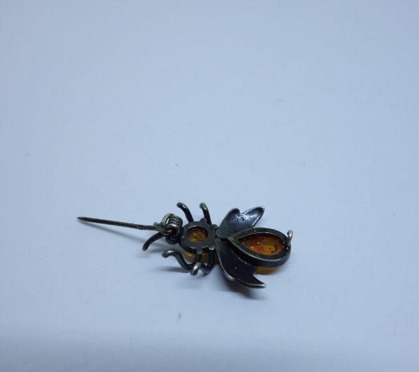 broche argent mouche avec ambre