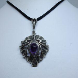 pendentif argent goutte d'améthyste 1920