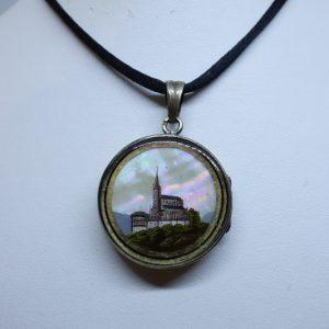 pendentif vermeil avec peintures miniatures sur verre 1880