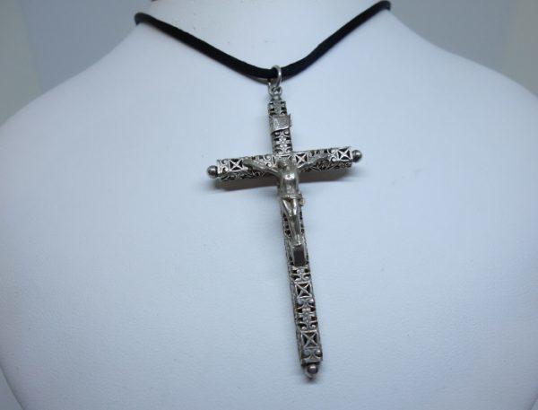 pendentif argent croix avec Christ 1900