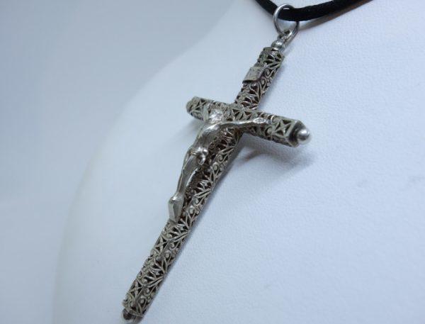 pendentif argent croix avec Christ 1900