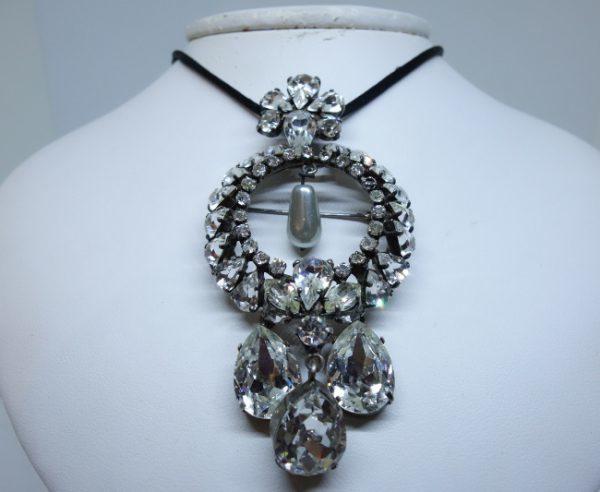 broche ou pendentif fantaisie strass 1930-50