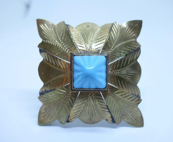 broche laiton cabochon en verre 1930-40