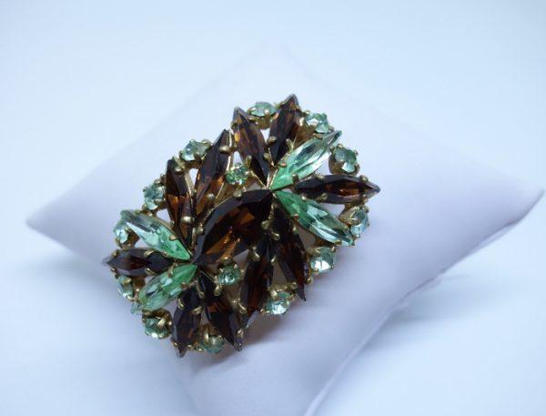 broche strass navettes bicolore