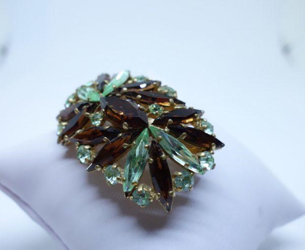 broche strass navettes bicolore