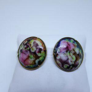 boucles d'oreilles clip avec pâte de verre