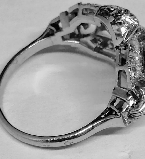 Bague en Platine, importants diamants, rare modèle, Art Déco. – Image 4