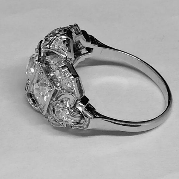 Bague en Platine, importants diamants, rare modèle, Art Déco. – Image 2