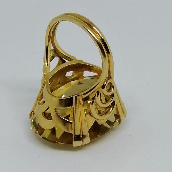 Très grosse bague citrine année 1940. – Image 4