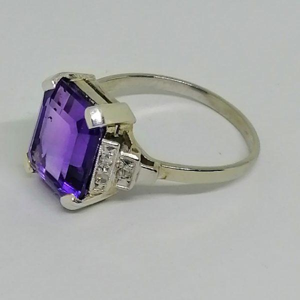 Bague or gris améthyste Art Déco. – Image 2