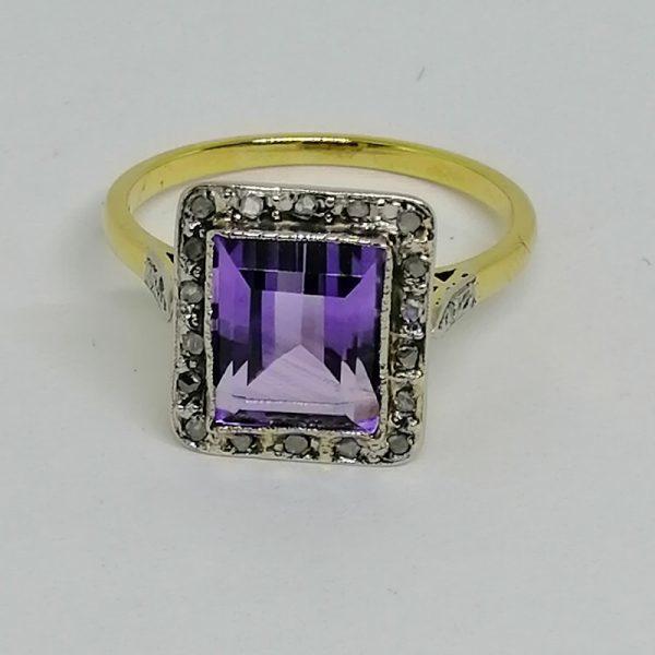 Bague or bicolore avec améthyste