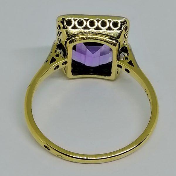Bague or bicolore avec améthyste – Image 3