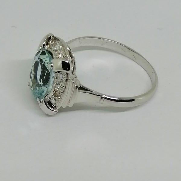 Bague or gris avec Aigue-marine et diamants. – Image 2