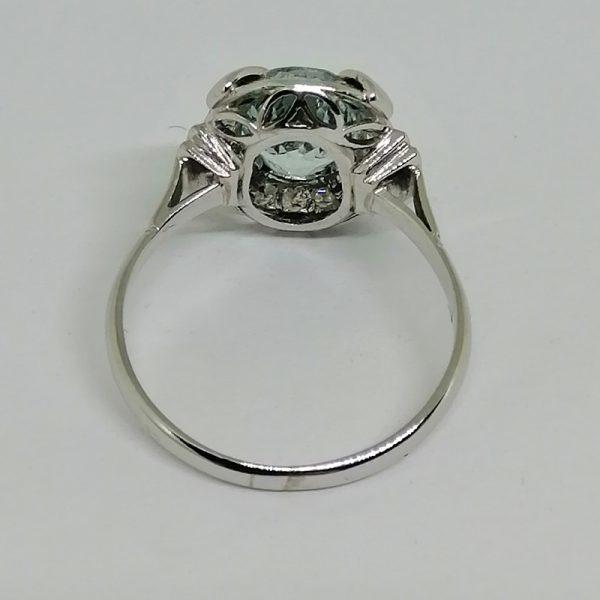 Bague or gris avec Aigue-marine et diamants. – Image 3