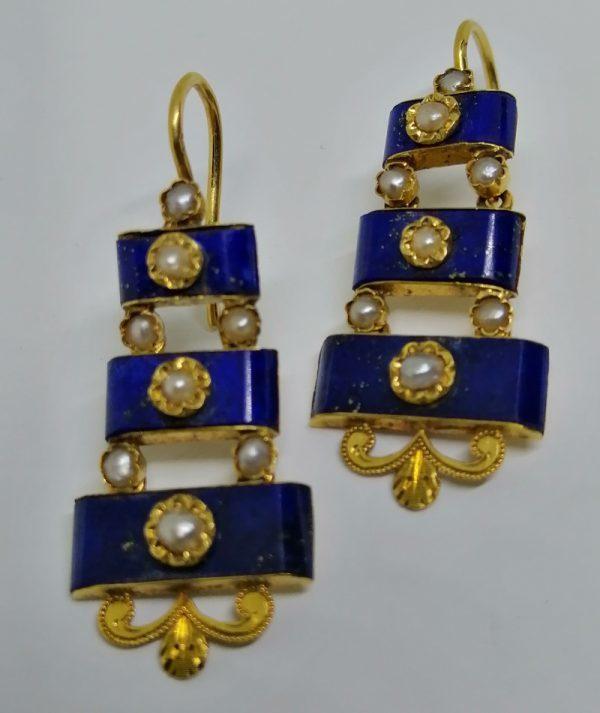 Boucles d'oreilles pendantes avec Lapis-Lazuli. – Image 2