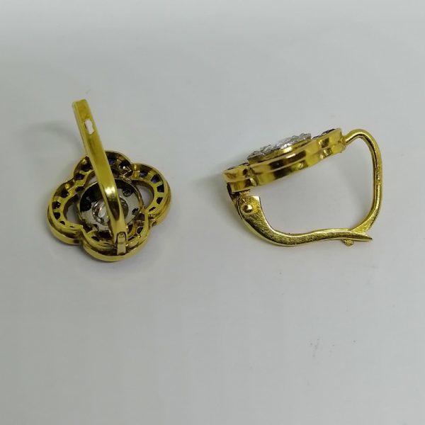 Boucles d'oreilles dormeuses avec saphirs et diamants. – Image 2