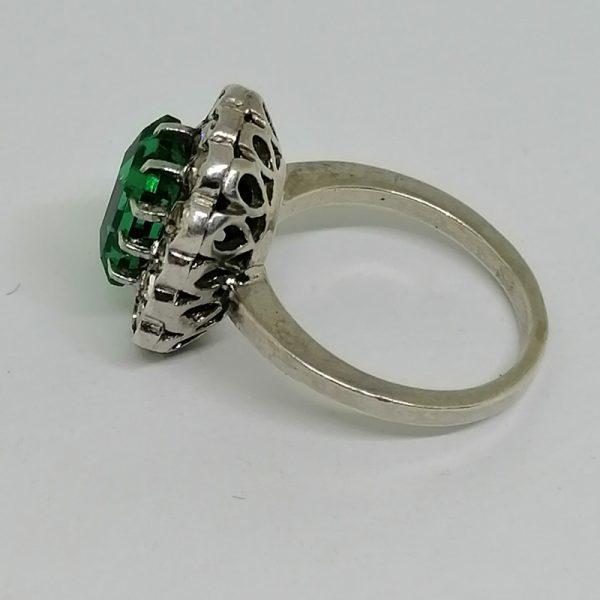 Bague argent avec pierre verte dit "à effet". – Image 2