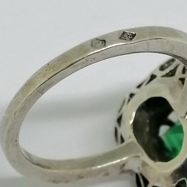 Bague argent avec pierre verte dit "à effet". – Image 4