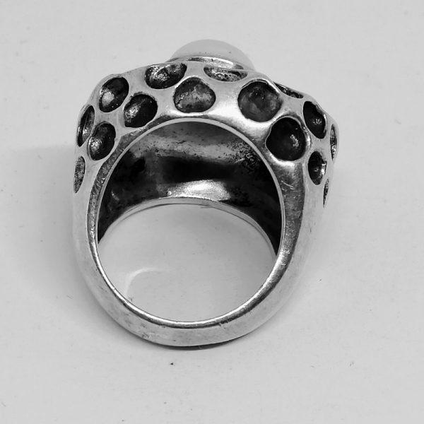 Bague argent avec perle, signée G. E. – Image 3