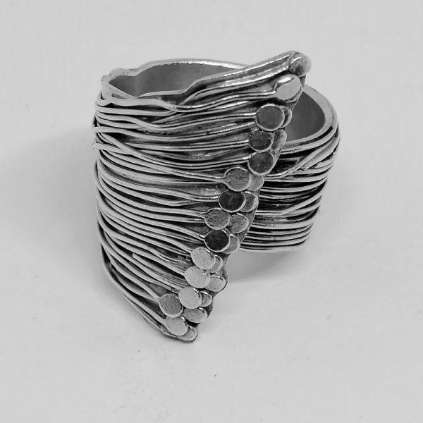 Bague argent travail de fils.