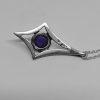 Chaîne et son pendentif argent et améthyste. – Image 3