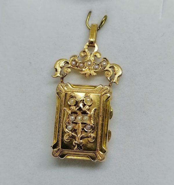 pendentif en or rosé porte-photo 1860