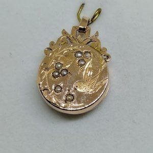 pendentif en or rosé cassolette avec demi-perles fines 1860