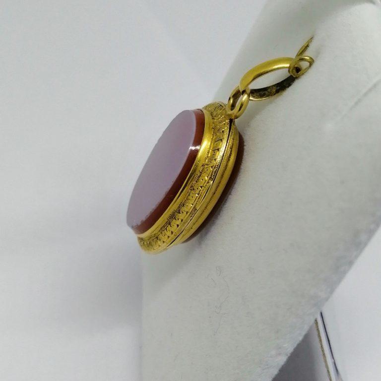 Pendentif Ancien Plaque Or Porte-photos - Bijou Vintage à Deux Verres Bombés - Occasion Avec Signes D'âge