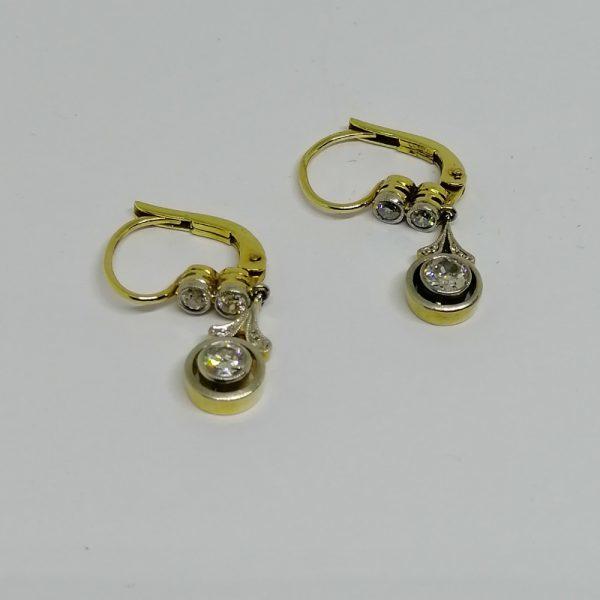 boucles d'oreilles en or et platine avec diamants art déco 1925-30