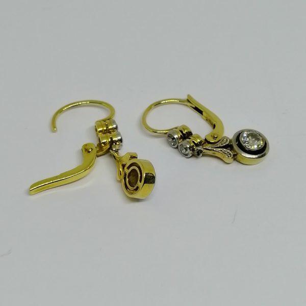 boucles d'oreilles en or et platine avec diamants art déco