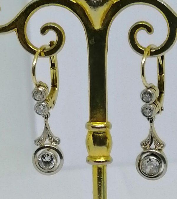 boucles d'oreilles en or et platine avec diamants époque art déco