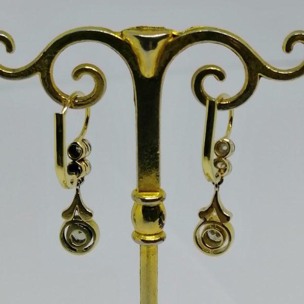 boucles d'oreilles en or et platine avec diamants époque art déco 1930