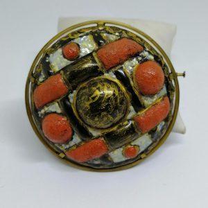 broche en émaux sur cuivre Limoges art déco Marguerite Sornin