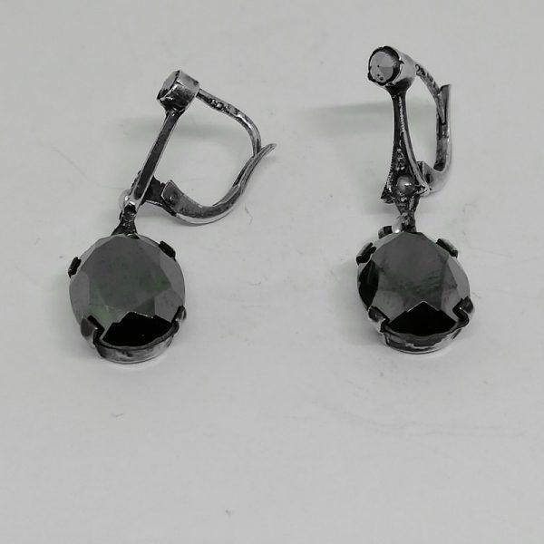 Boucles d'oreilles argent hématite art déco