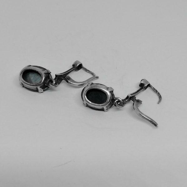 Boucles d'oreilles argent hématite marcasite art déco