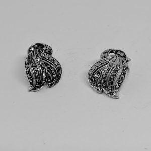 boucles d'oreilles argent et marcasites 1930