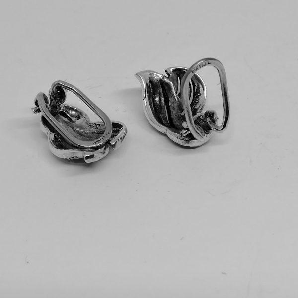 boucles d'oreilles argent et pavage de marcasites 1930