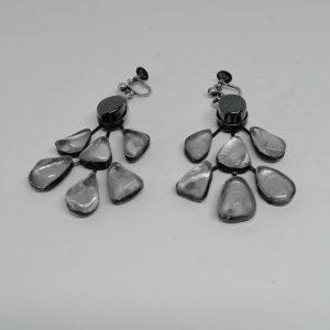 boucles d'oreilles argent pendantes avec hématite et cristal de roche 1930