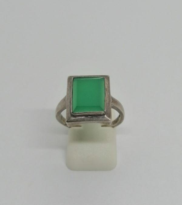 Bague argent agate verte.